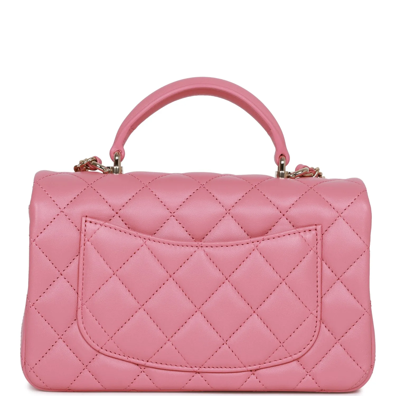 Chanel Mini Rectangular Flap with Top Handle Dark Pink Lambskin Light Gold Hardware