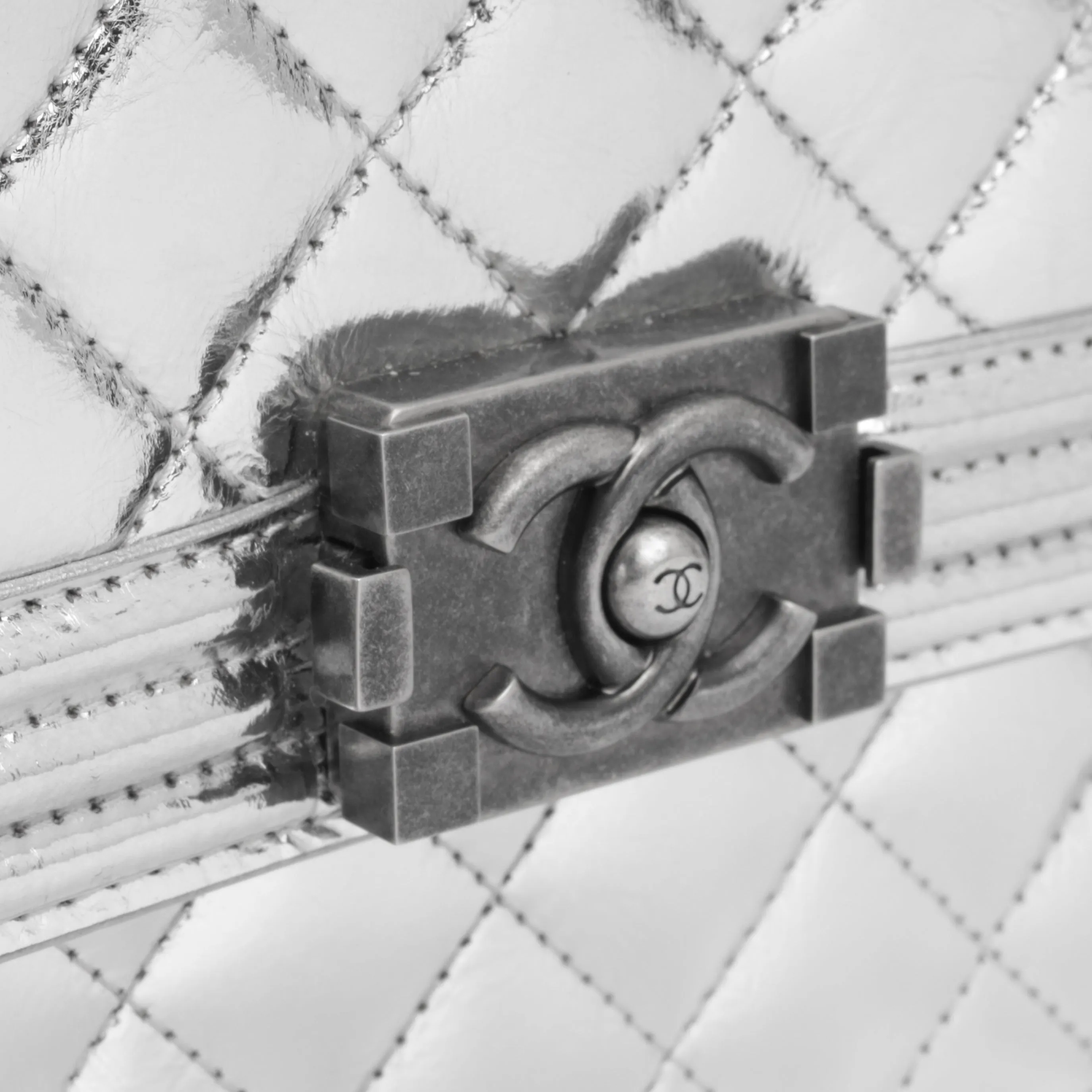 Chanel North South Boy Bag - Silver