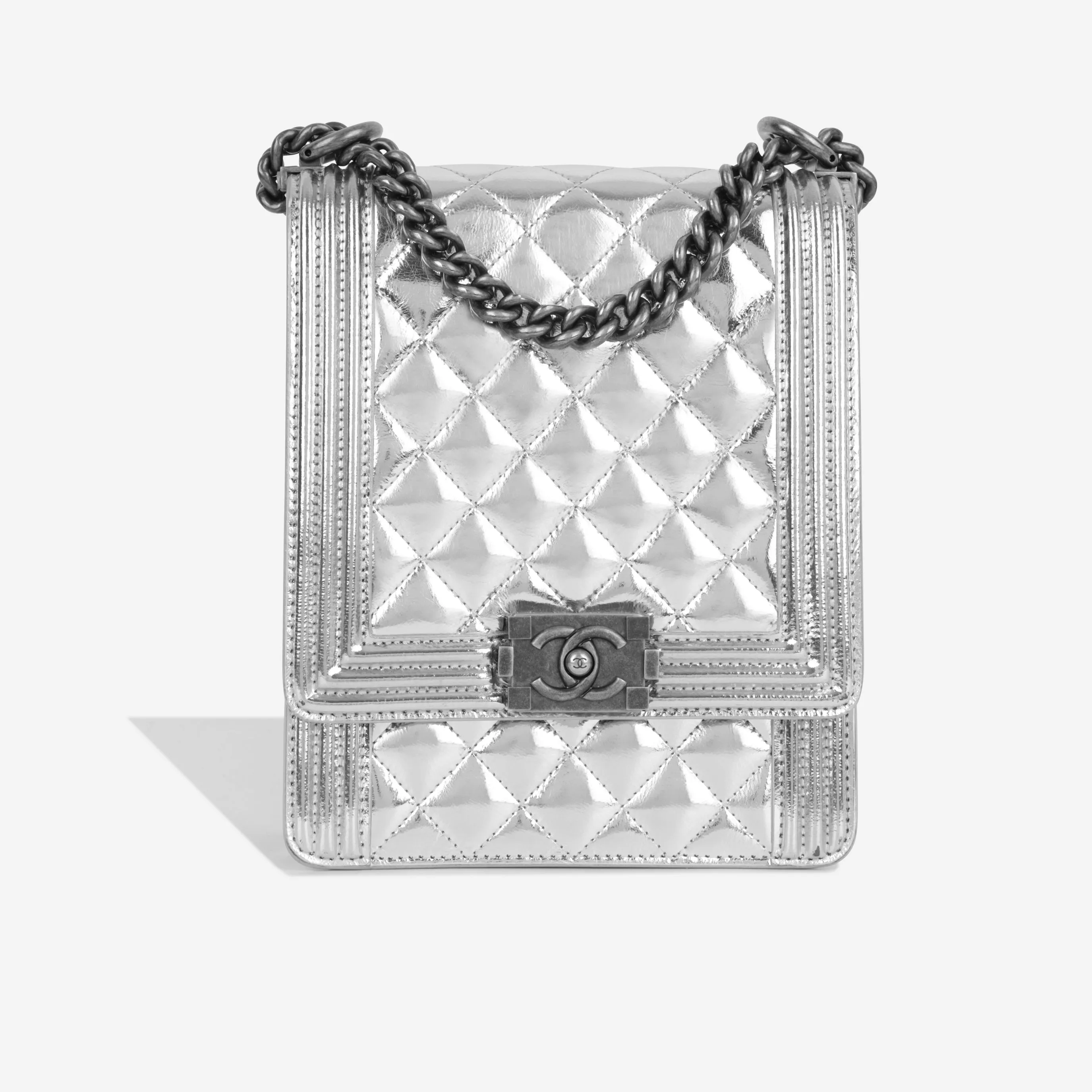 Chanel North South Boy Bag - Silver
