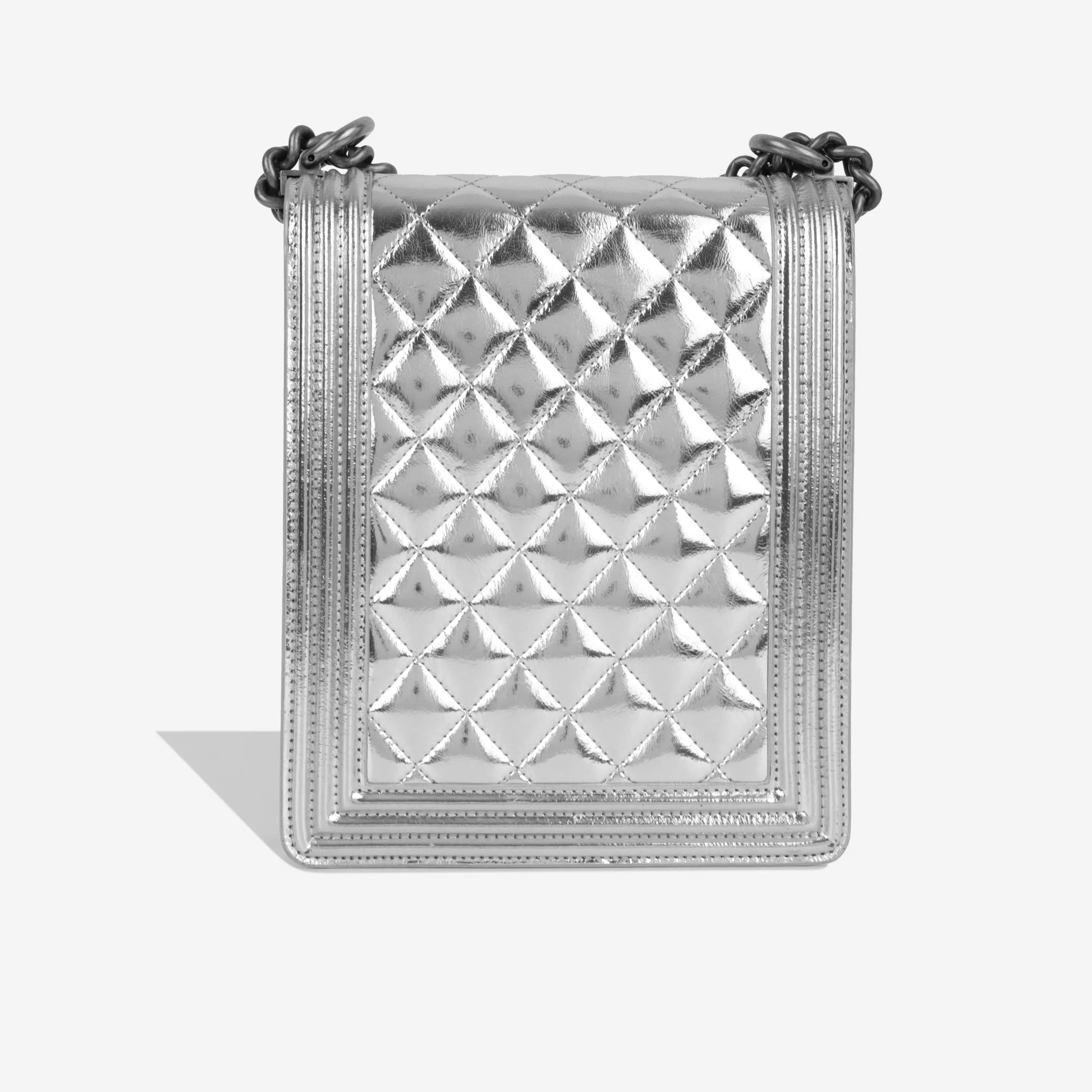 Chanel North South Boy Bag - Silver