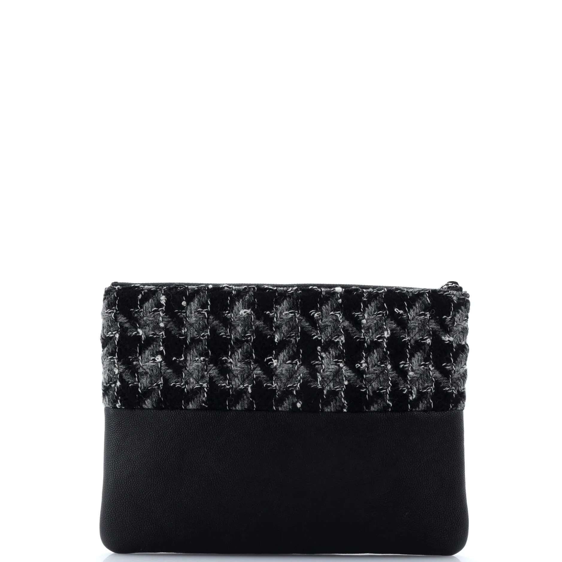 Chanel O Case Clutch Quilted Tweed And