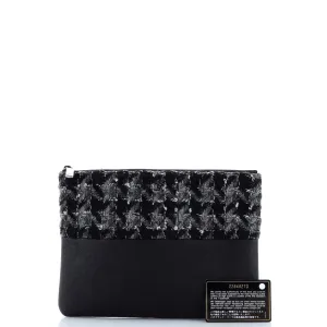 Chanel O Case Clutch Quilted Tweed And