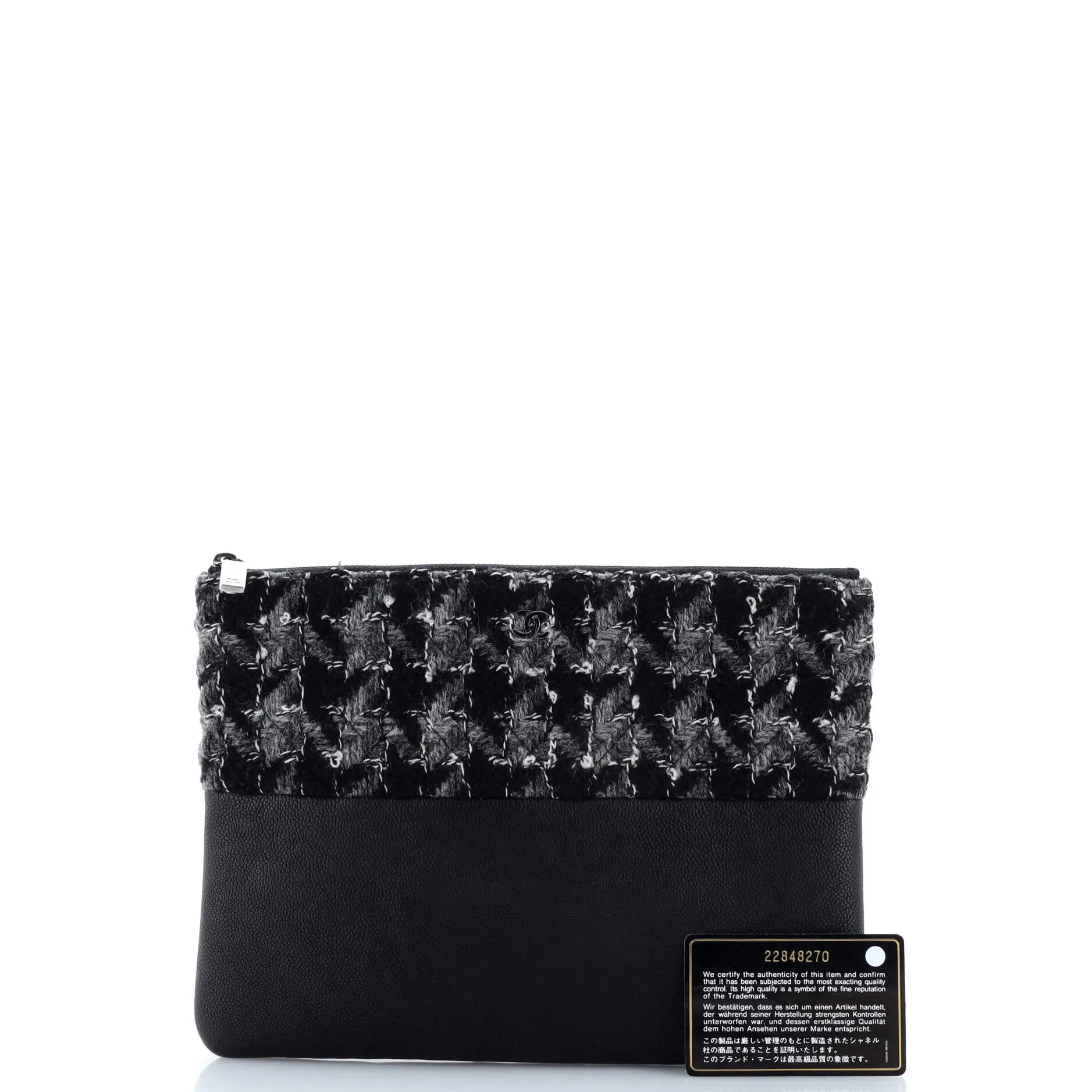 Chanel O Case Clutch Quilted Tweed And
