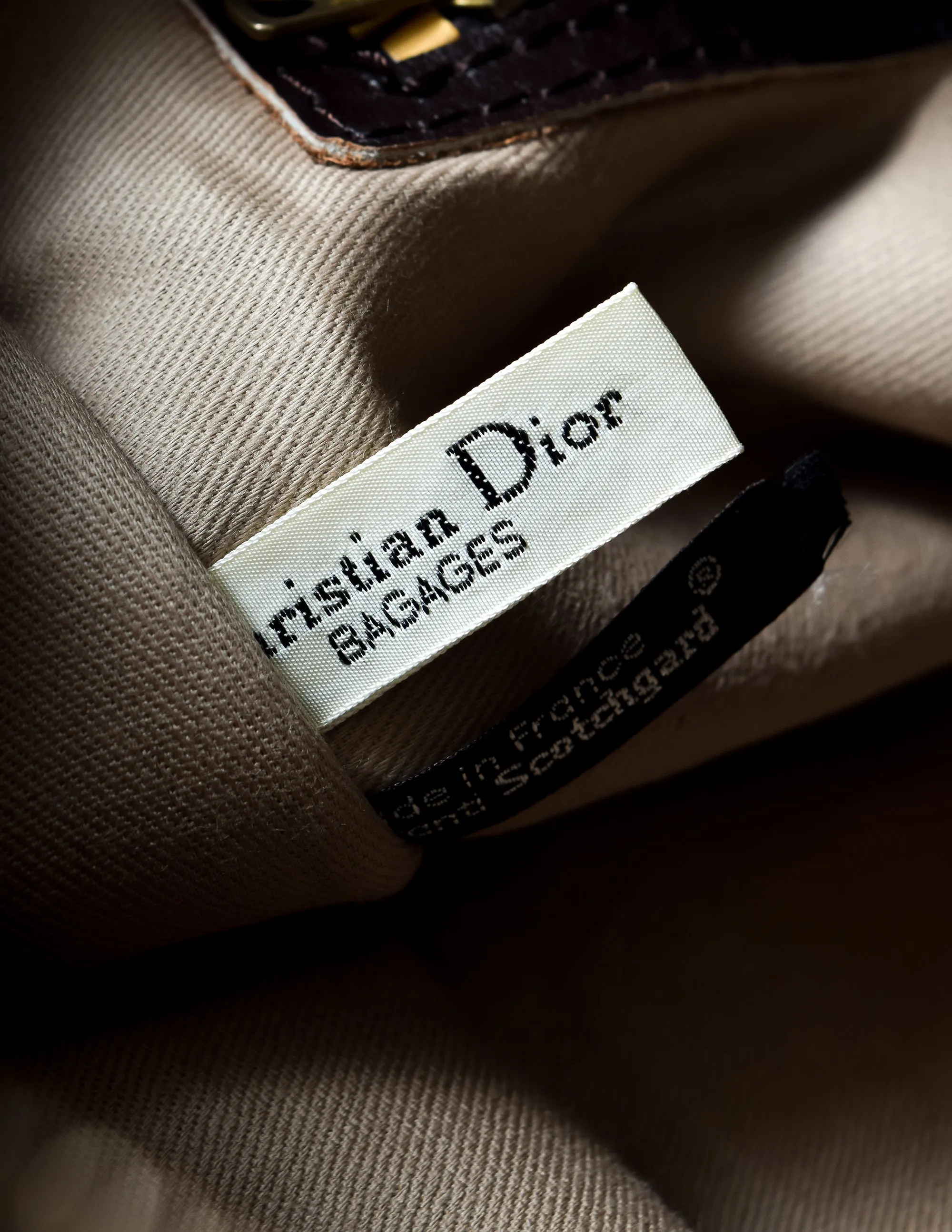 Christian Dior Vintage Brown Trotter Logo Monogram Suede and Leather Large Top Handle Carry All Bag