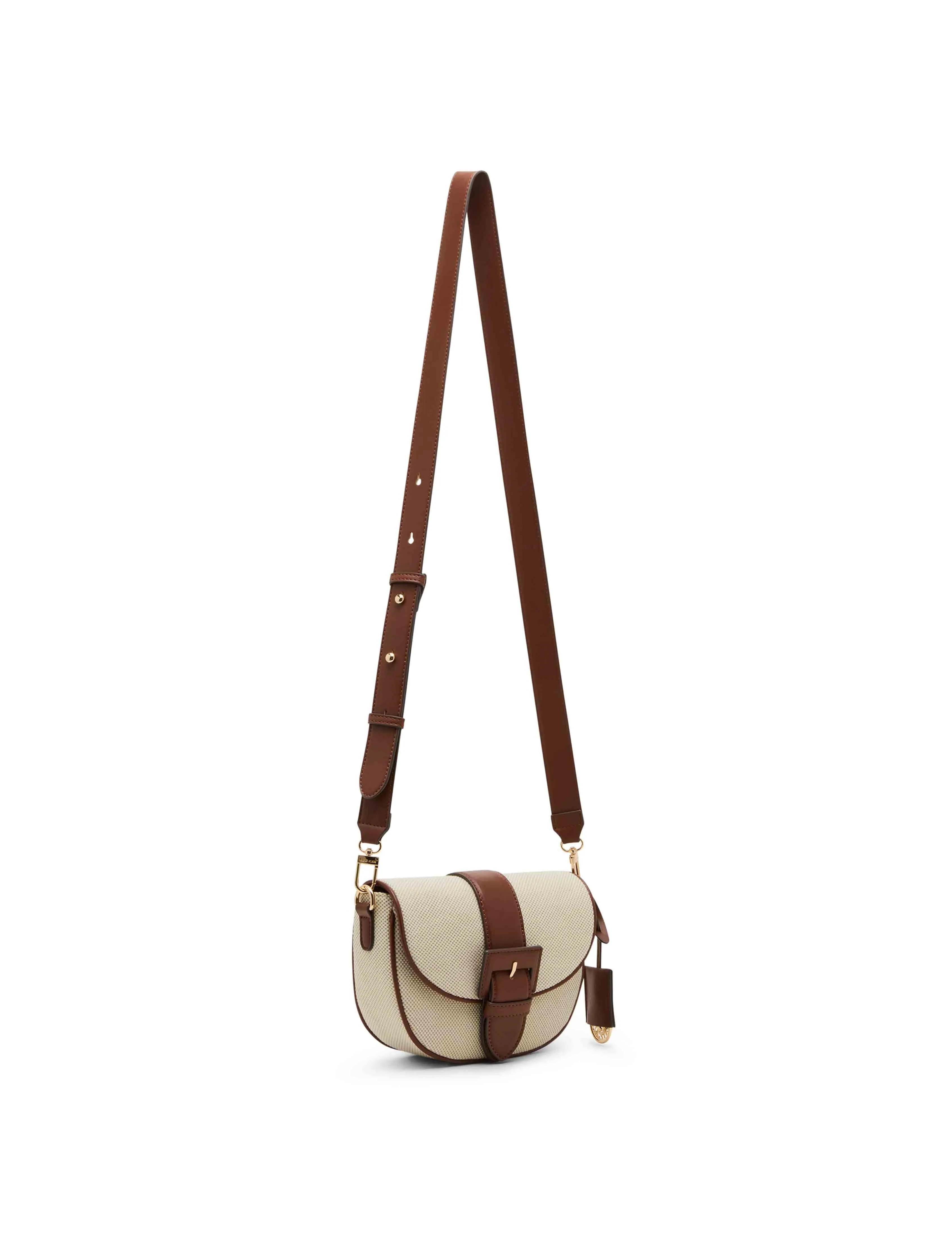 Covered Buckle Canvas Saddle Crossbody