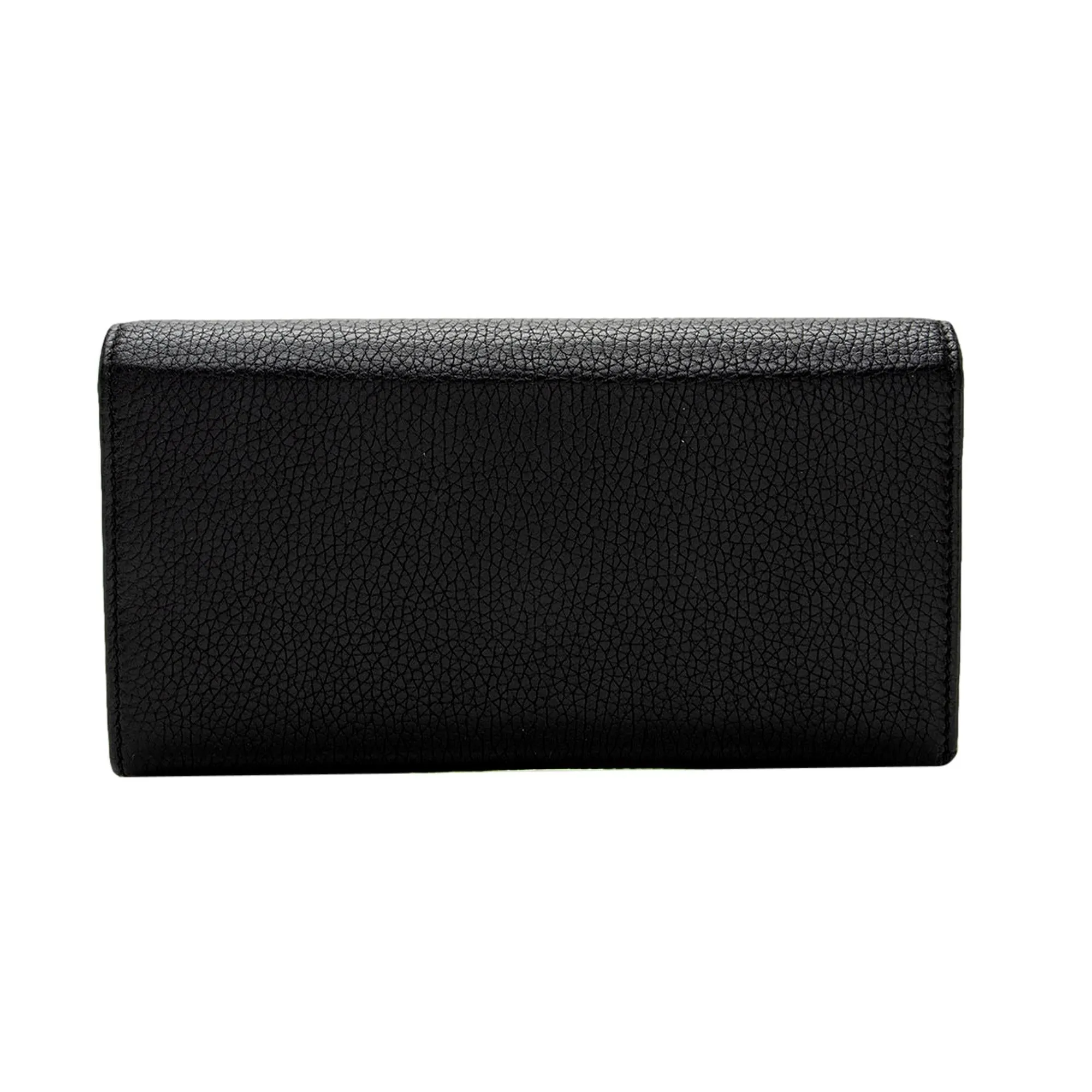 Gucci Soho Cellarius Black Long Flap Wallet Clutch Black Pebbled Leather