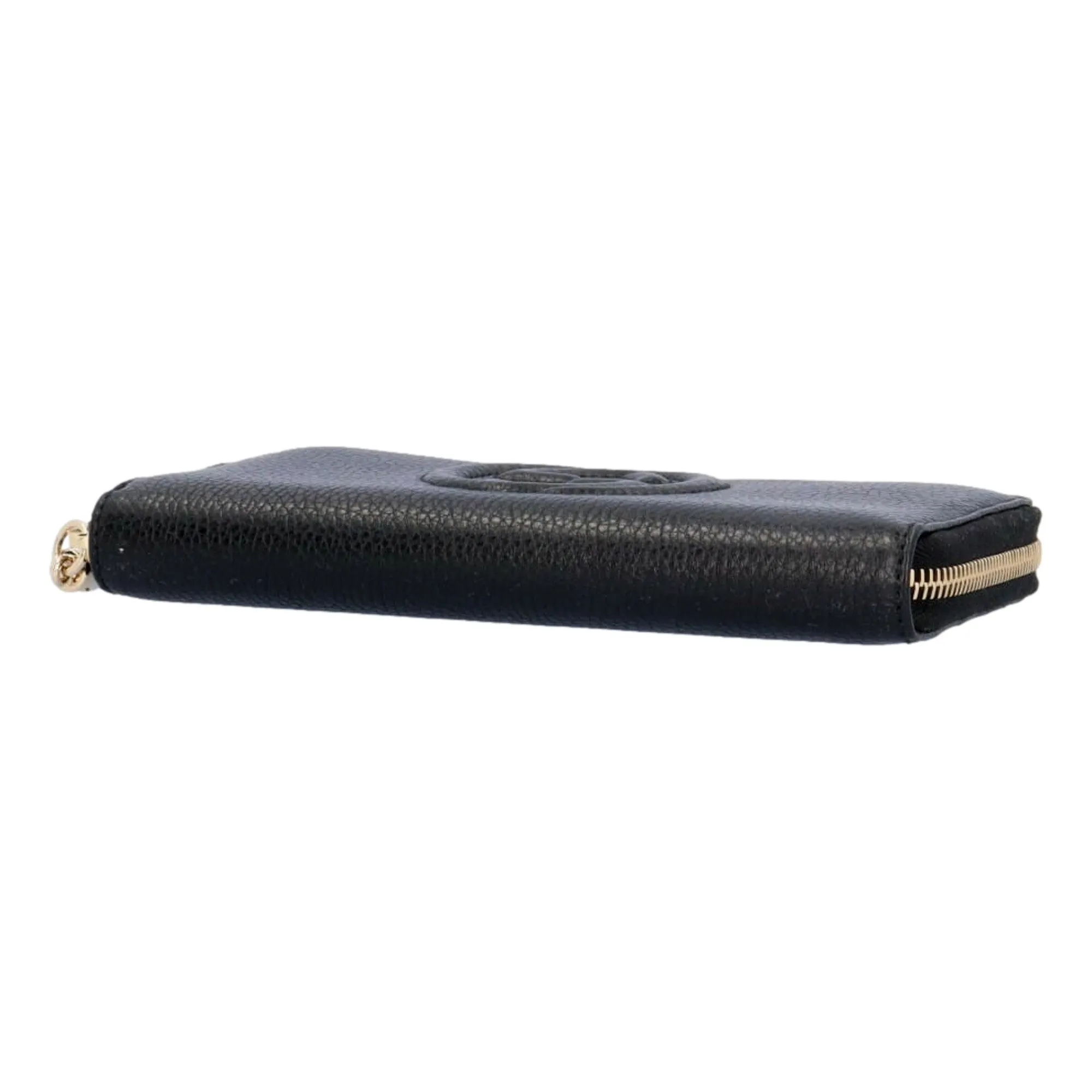 Gucci Soho Cellarius GG Continental Zip Around Wallet Black Leather