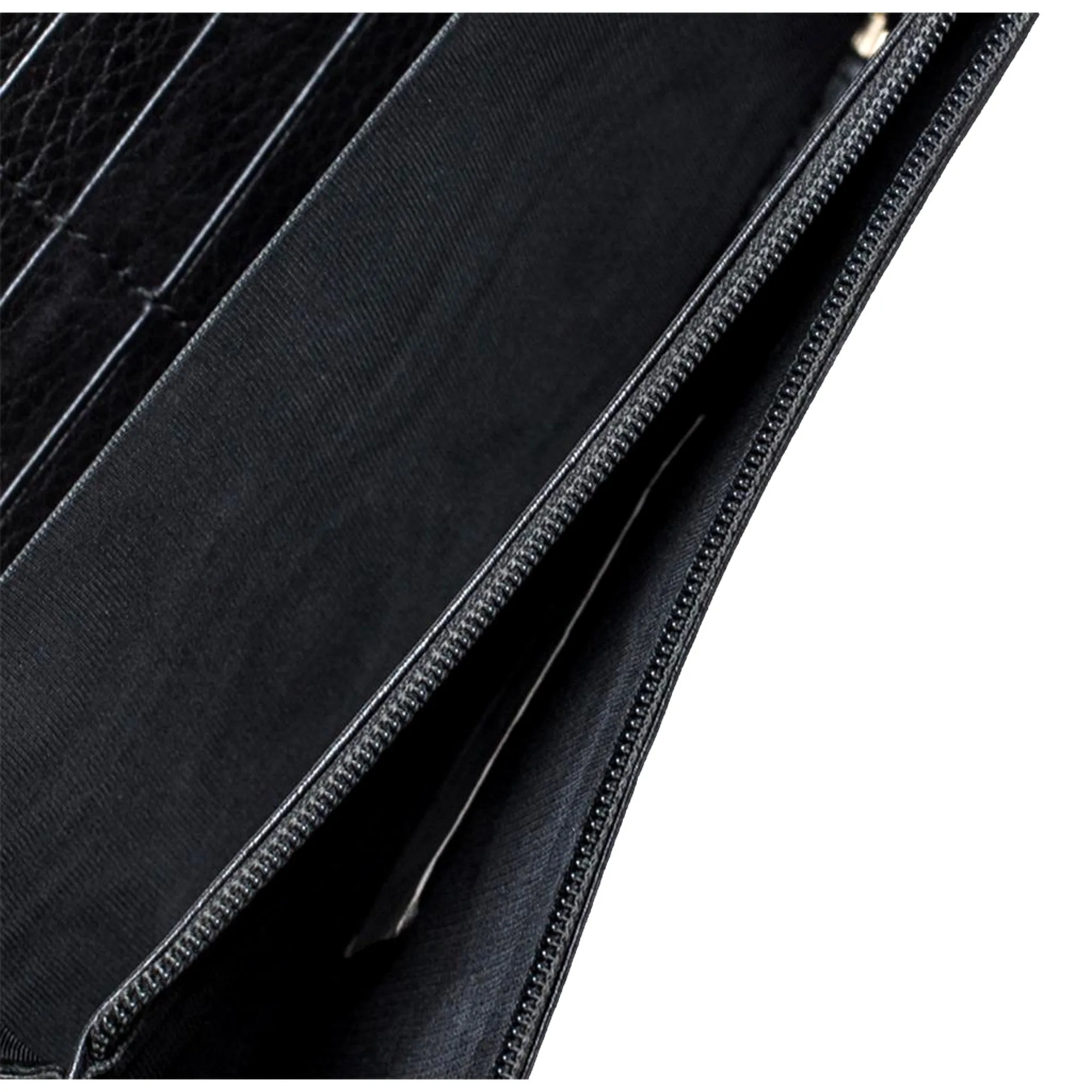 Gucci Soho Cellarius GG Continental Zip Around Wallet Black Leather