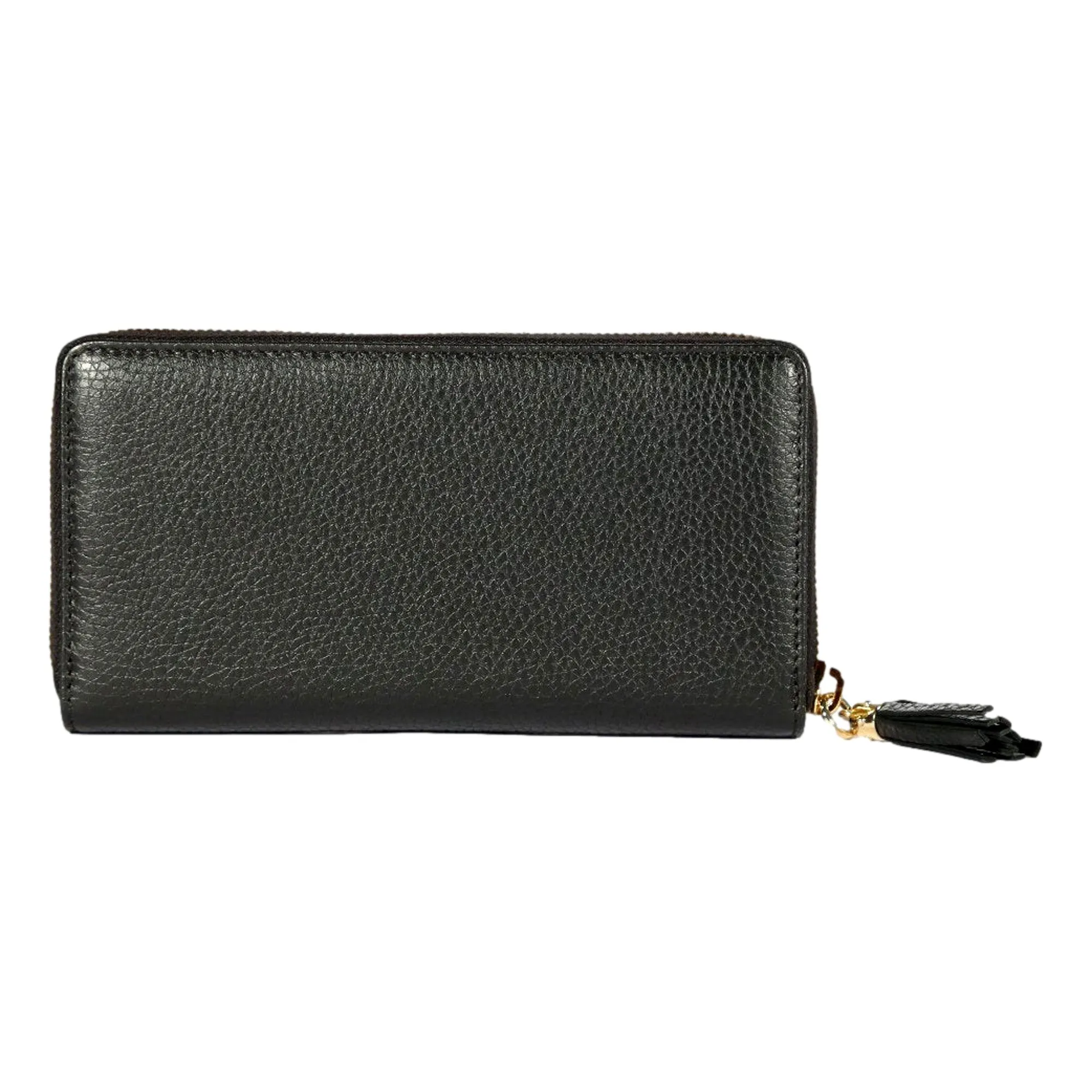 Gucci Soho Cellarius GG Continental Zip Around Wallet Black Leather