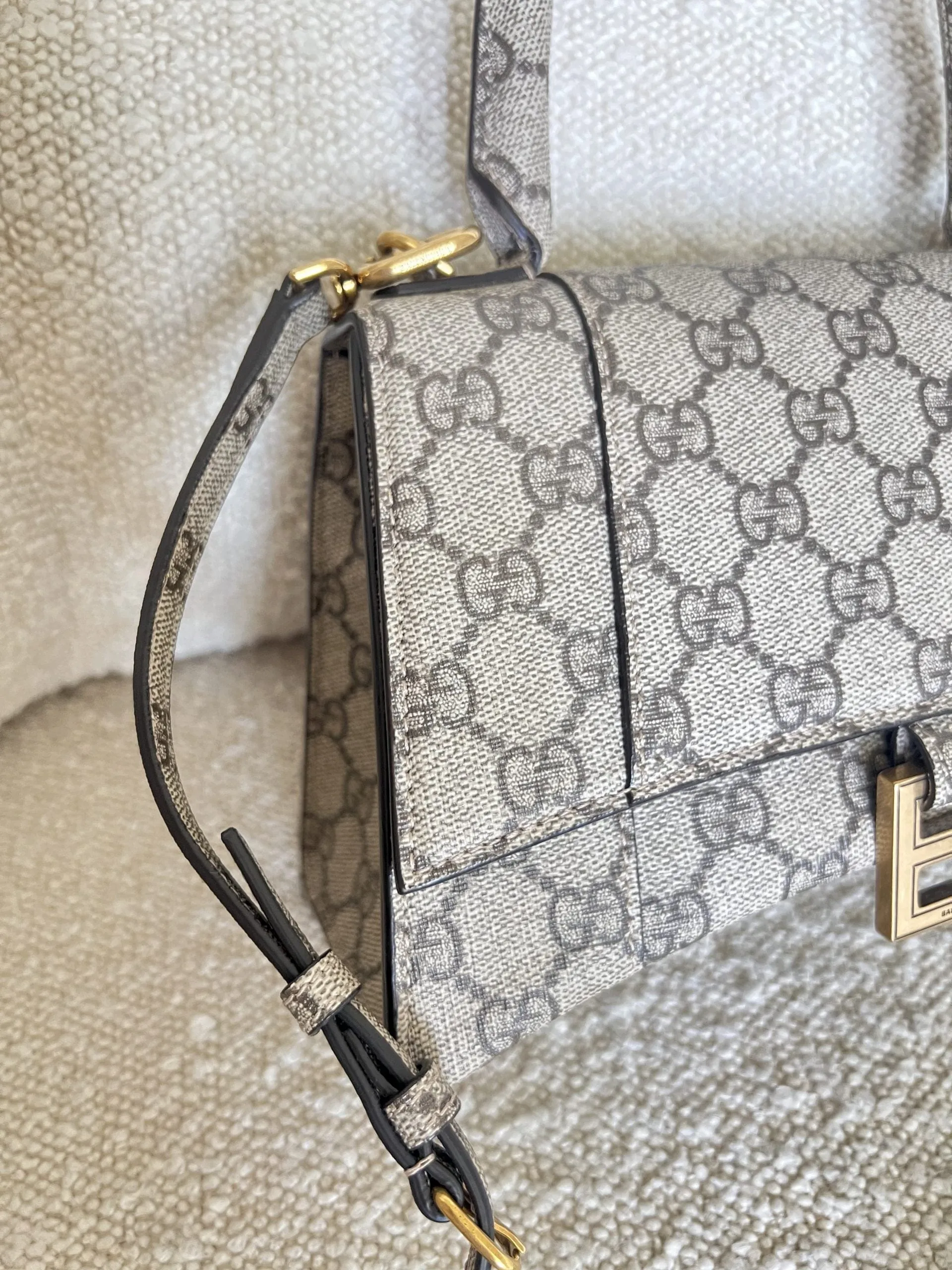 Gucci x Balenciaga The Hacker Project Small Hourglass Top Handle Bag Beige /Ebony