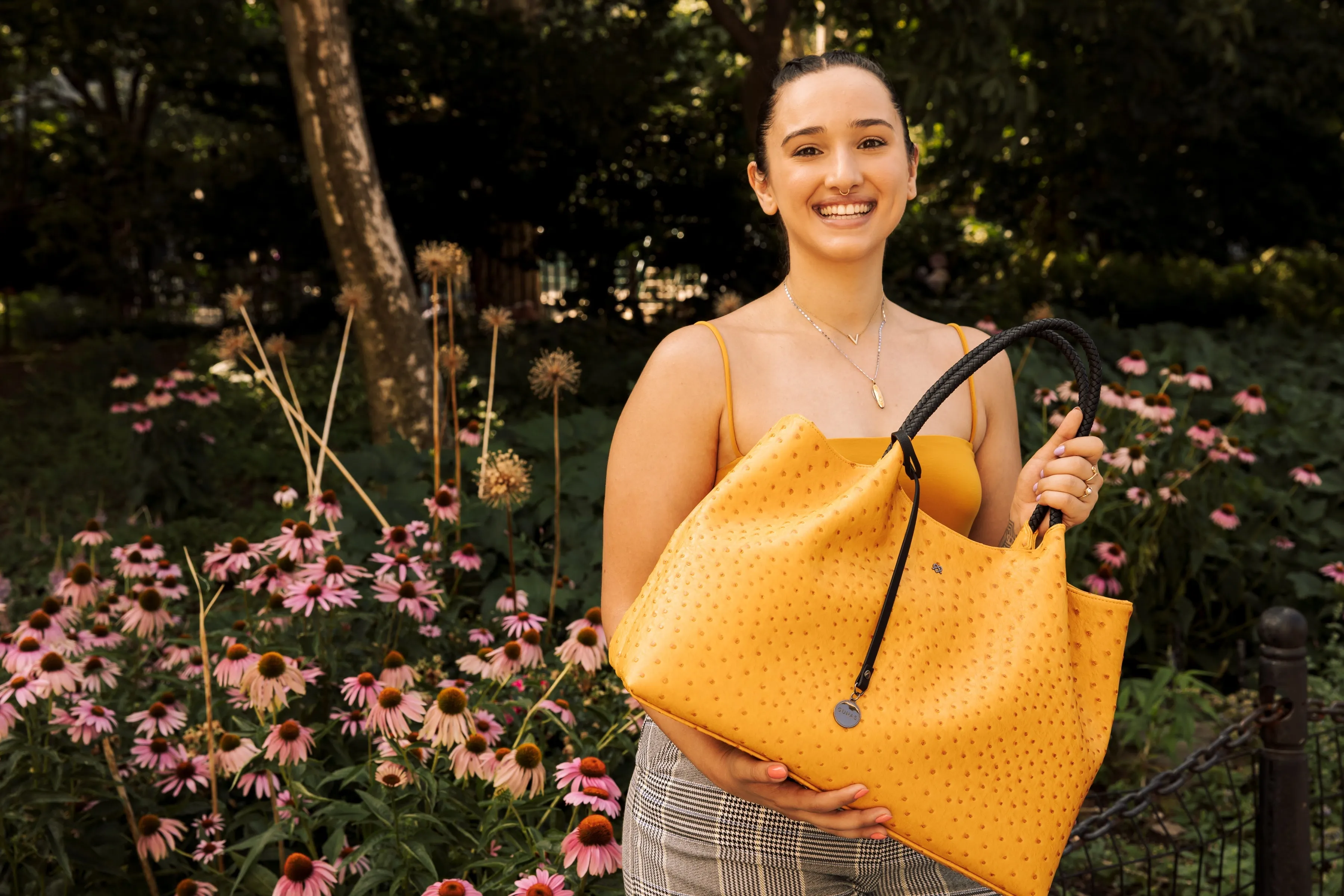 Gunas New York Naomi White Vegan Leather Tote Bag