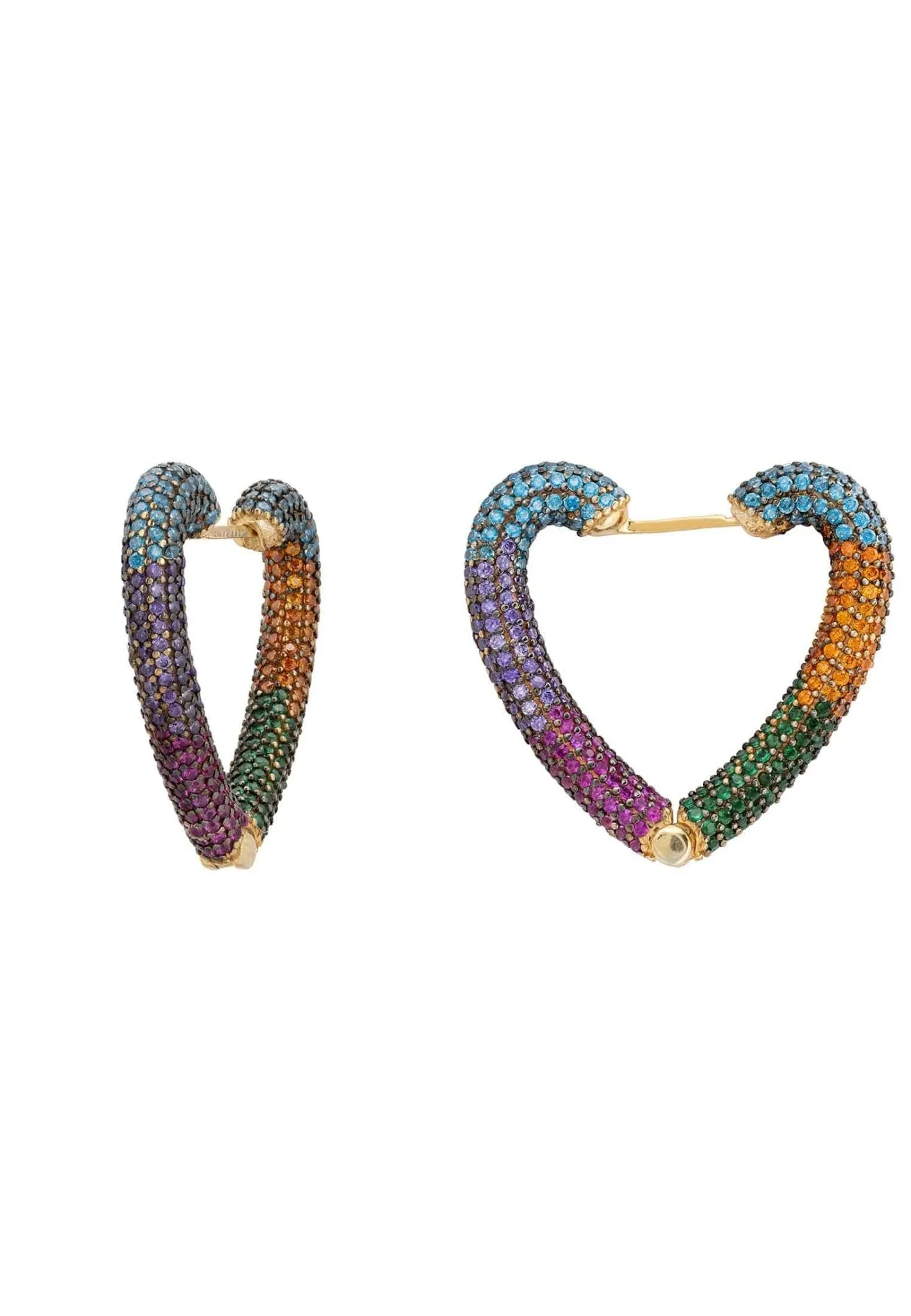 Latelita London Rainbow Heart Huggie Earrings Gold