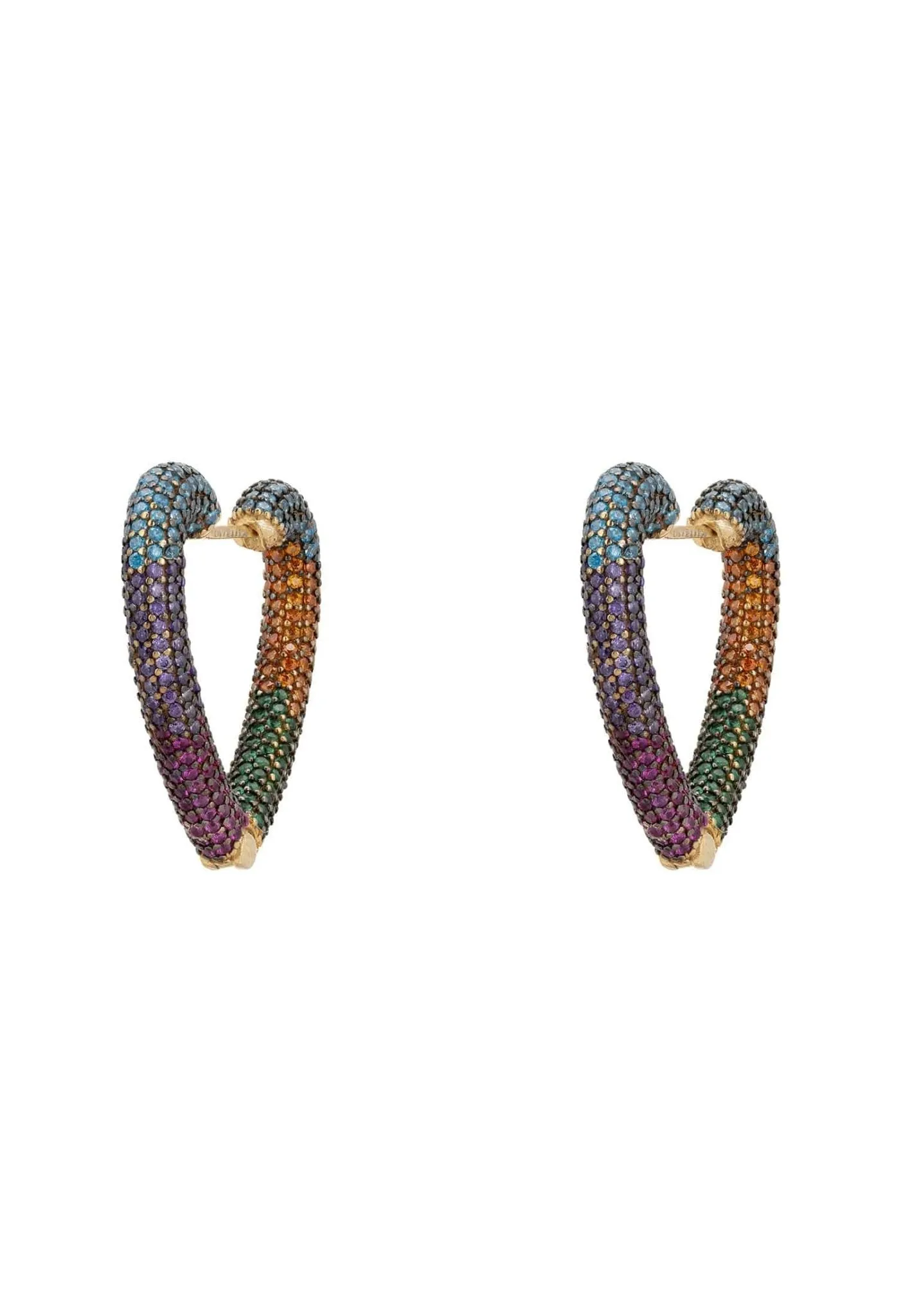 Latelita London Rainbow Heart Huggie Earrings Gold