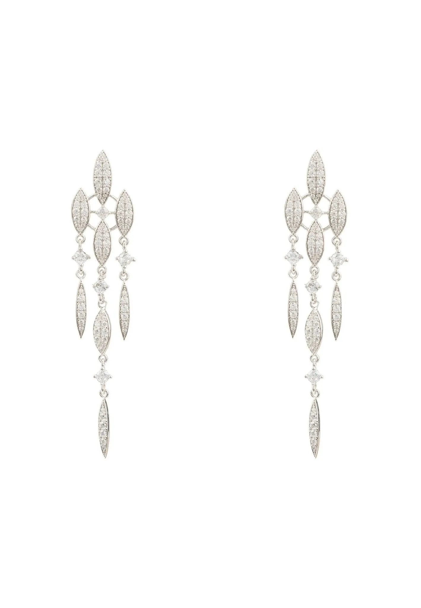 Latelita London Valencia Statement Drop Earring White Cz Silver