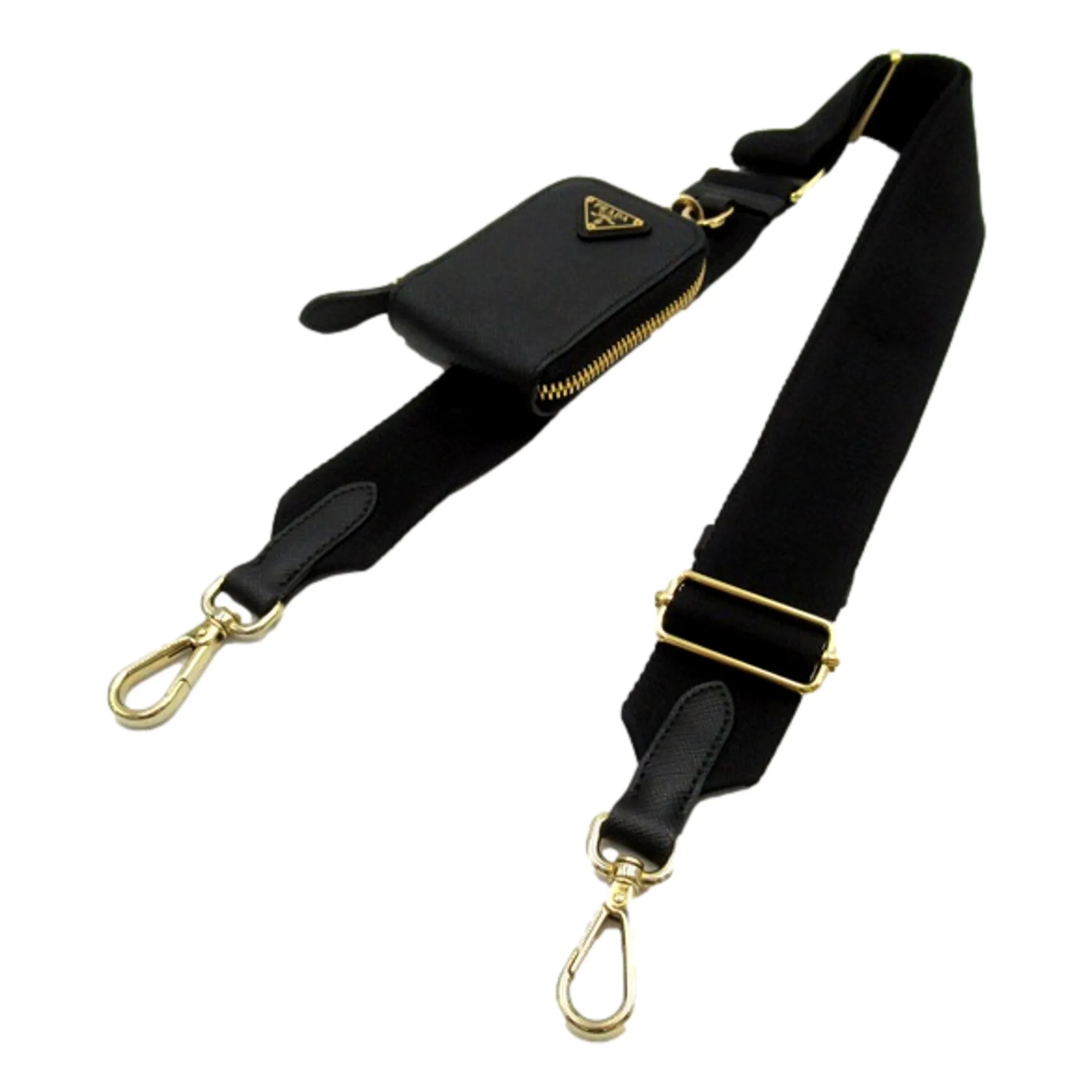 Prada Two-way Top Handle Crossbody Bag Saffiano Leather Black Gold Hardware