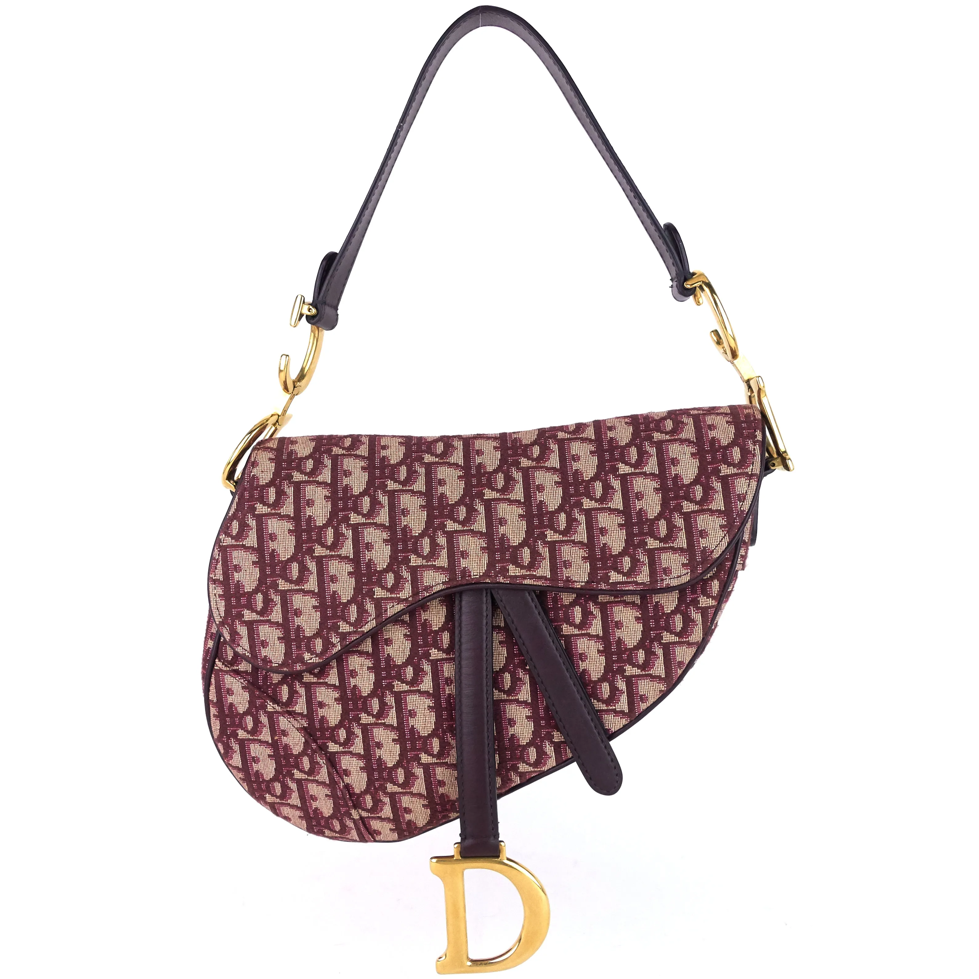 Red Oblique Jacquard Saddle Bag