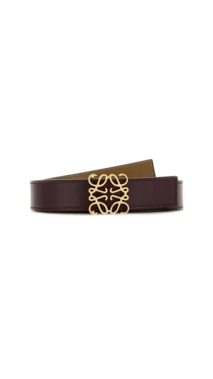 Reversibile Anagram Belt in Smooth Calfskin - Burgundy/Gold