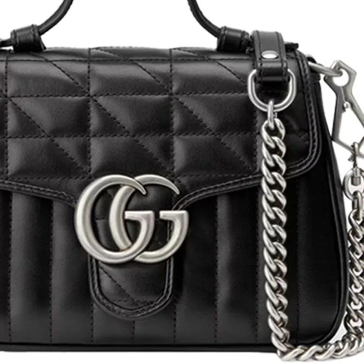 (WMNS) Gucci GG Marmont Mini Top Handle Bag 'Black' 583571-UM8AN-1000